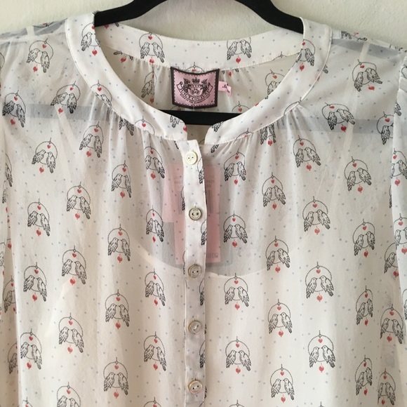 NWT 100% Silk Juicy Couture Angel Lovebirds Dress - Picture 5 of 13